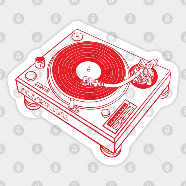 Turntable (Red Lines) Analog / Music Sticker by Analog Digital Visuals